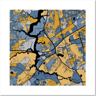 Chesapeake Map Pattern in Blue & Gold Posters and Art